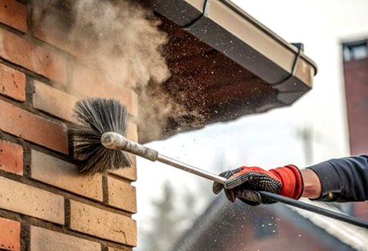 Chimney face brushed off before pointing