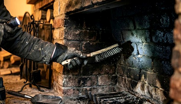 Lamp turned over firebox brickwork during care